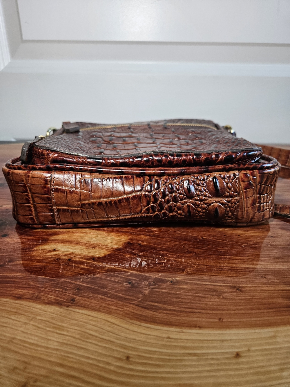 Brahmin Melbourne Brown Embossed Leather Crossbody Messenger Organizer Bag - Picture 9 of 9